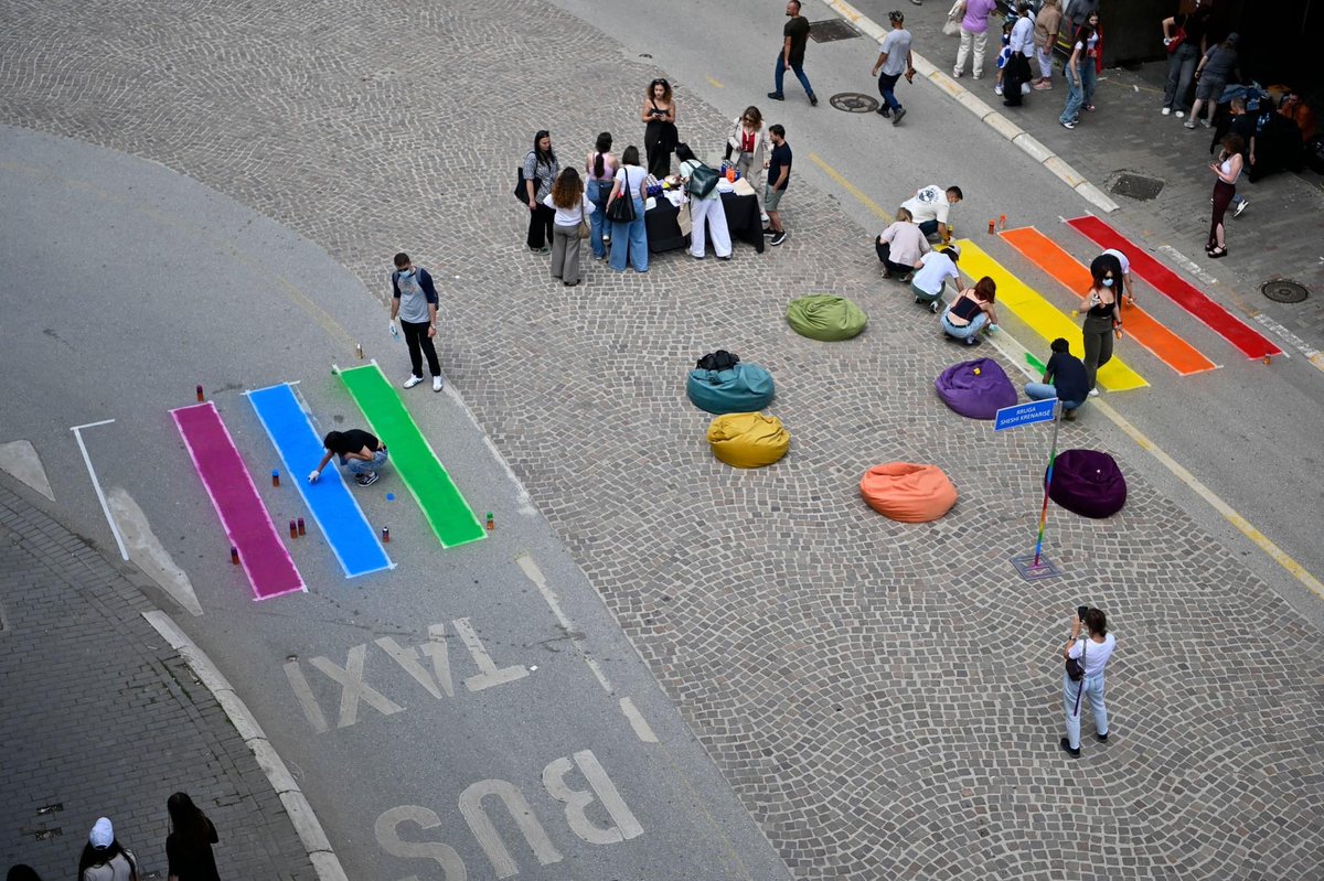 YIHRKosovo's tweet photo. What an empowering afternoon at PRIDE SQUARE! 🌈✨
In today's street action, we transformed the space in front of the Grand Hotel into a vibrant Pride Square. We claimed this space with pride and joy.
Let's keep the momentum going!
#PrideSquare #PrideWeek2024 #VisibilityMatters https://t.co/N4pYQALSdT
