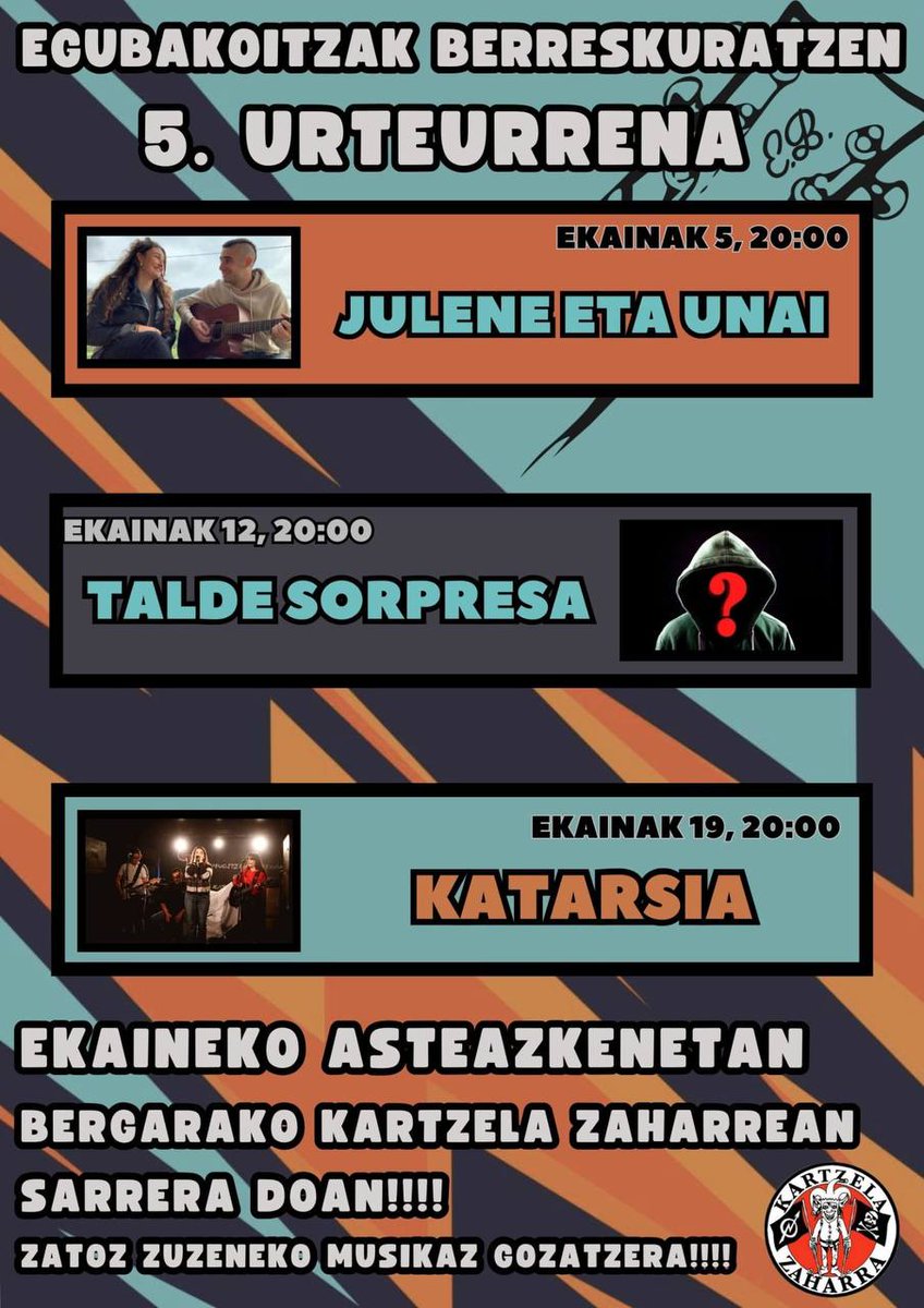 Gaur hasiko da ekaineko egitarau berezi hau Kartzela Zaharrean, Egubakoitzak berreskuratzen ekimenaren 5.urteurrena ospatzeko
@bergarakoga #egubakoitzakberreskuratzen