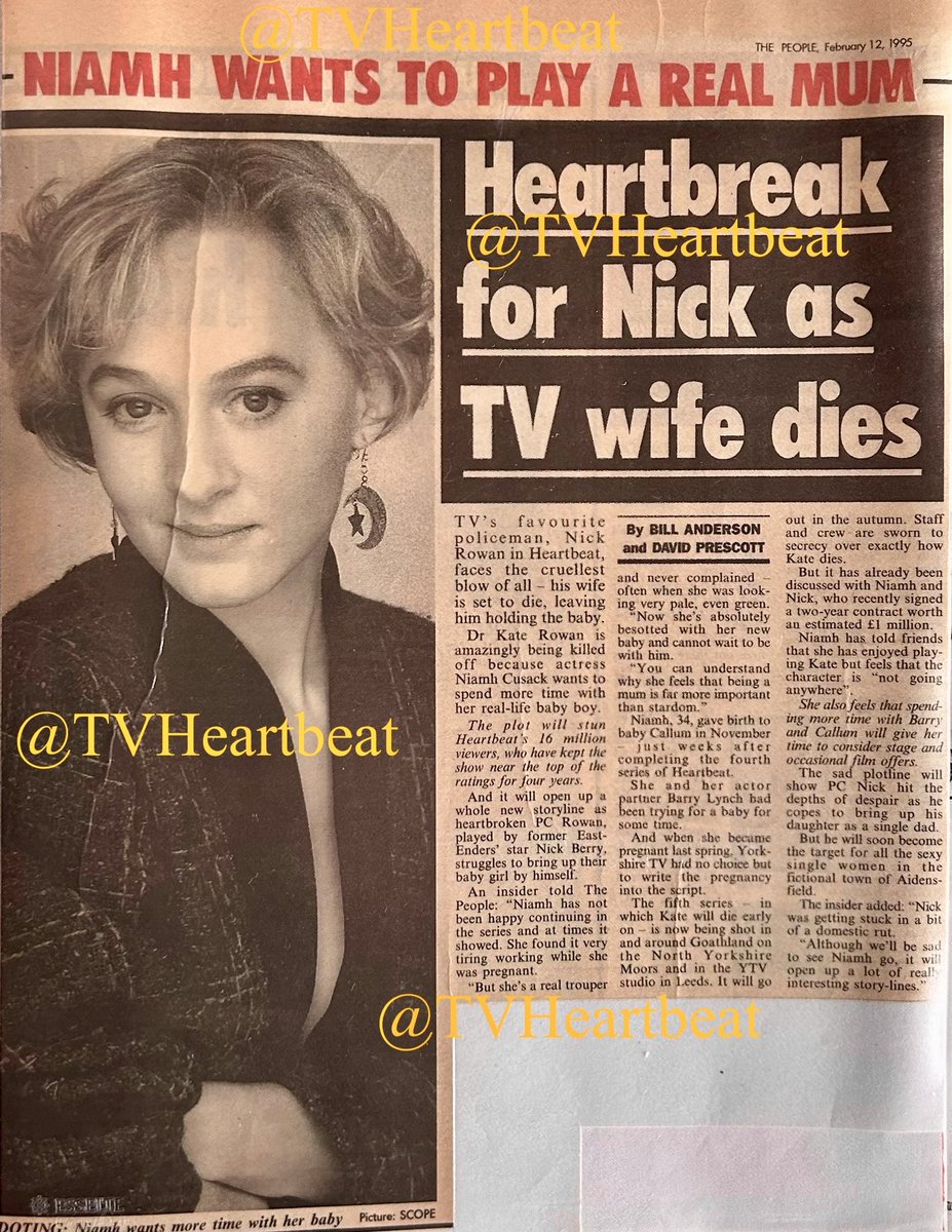 TvHeartbeat's tweet photo. Seeing the news about #HelenWorth leaving #Corrie reminds me of #NiamhCusack leaving #Heartbeat hitting the front page! It shows the importance of our favourite characters and our beloved shows. 16 million viewers- you don’t get that these days! #Heartbeat30Years #KateRowan ❤️ https://t.co/sGz23FF73O