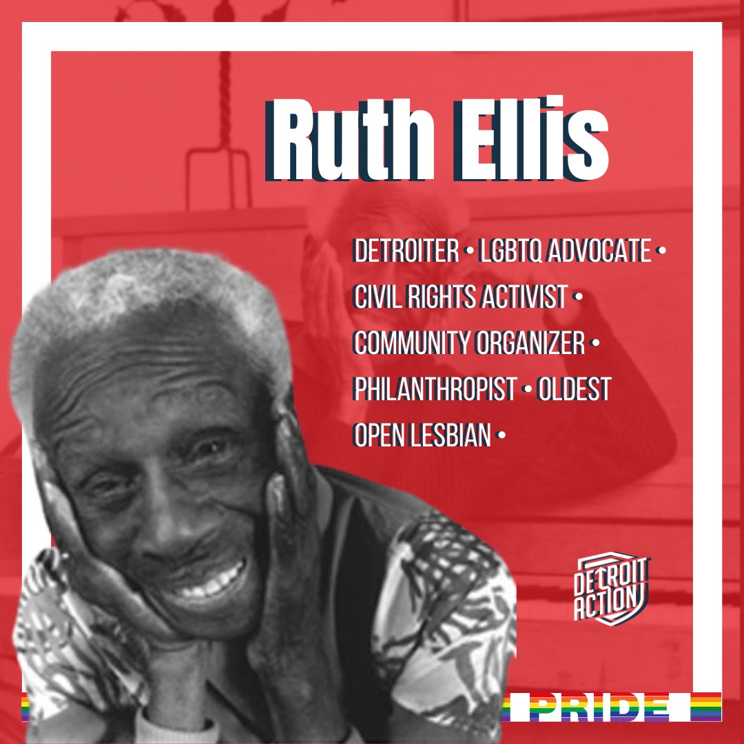 Detroit_Action's tweet photo. #Pride IS Detroit and it is with great honor we pay tribute to the legendary Ruth Ellis.

A 🧵:

1/4

#detroitaction #pride #pridemonth #detoiter #ruthellis #oldestoutlesbian #livingauthentically #brave #kind #community #organizer #buildingpower https://t.co/gr812p3mjN