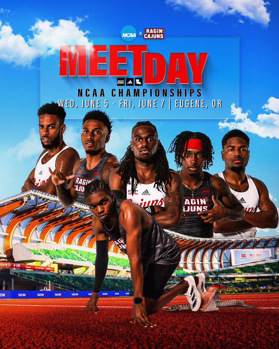 Sheaux time! 🏆

🆚 NCAA Championships
📅 6.5-6.7
📌 Eugene, Ore.
📊 ragncaj.co/TFoutdoorchamps
📺 ragncaj.co/watchTFday1

#GeauxCajuns