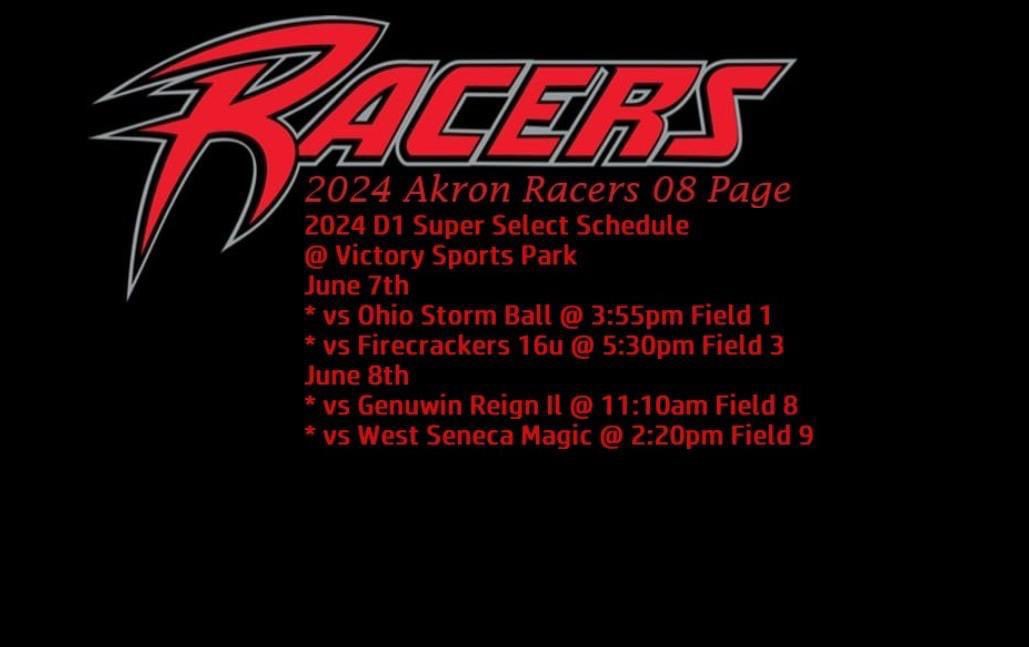 Here is our schedule for the D1 Super Select Showcase! Coaches, my teammates and I would love to see you there!
<a href="/AkronRacers08/">Akron Racers Page 26/27</a> <a href="/UMU_Softball/">University of Mount Union Softball</a> <a href="/UFOilerSoftball/">Findlay Softball</a> <a href="/CoachKramer02/">Coach Kramer</a> <a href="/KentStSoftball/">Kent State Softball</a> <a href="/AshlandUSball/">Ashland University Softball</a> <a href="/UBBullssoftball/">Buffalo Softball</a> <a href="/UCArrowSoftball/">Ursuline Softball</a> <a href="/BGSUSoftball/">BGSU Softball</a>