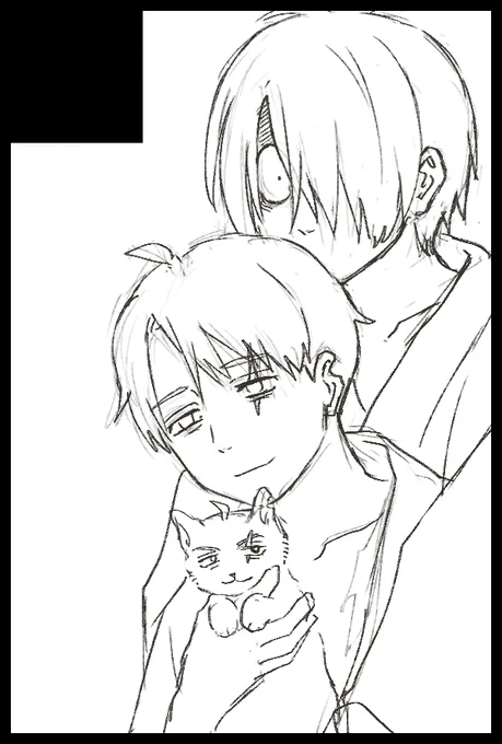 ネーム以外で初めて白💧描いてるけどかわいいぞ 癖になっちゃうね 可愛すぎてマンチカン💧だっこさせちゃった(絶対に交わらない世界線)
サクカ終わらせたかったけど、進捗です、、、 