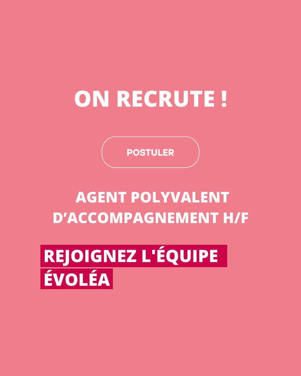 Evolea03's tweet photo. 🔎 #JOB - #RECRUTEMENT

Nous recherchons un agent polyvalent d'accompagnement H/F à #Moulins à #Évoléa

➡️ Consultez l'offre : https://t.co/ab4nGoJeCH

ℹ️ Pour plus d'information ou pour postuler :
recrutement@evolea.fr

#CDD #Emploi #Allier https://t.co/ubzfDFr7k3