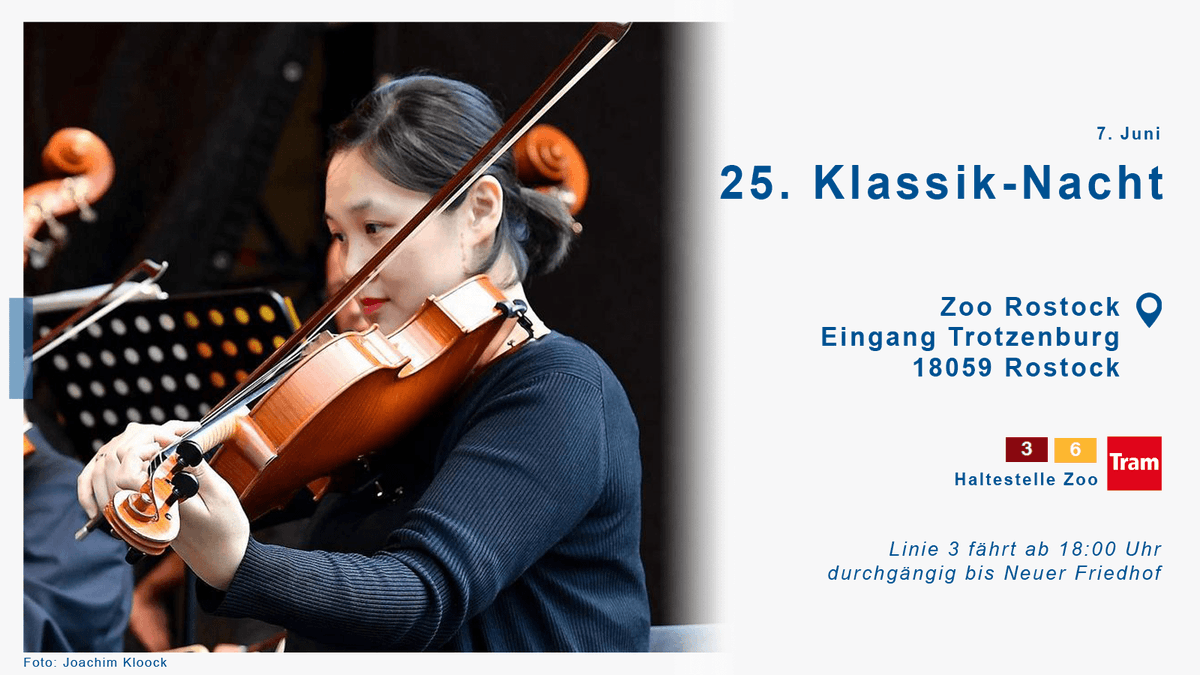 rsag_rostock's tweet photo. 🎶Am 7. Juni findet im @ZooRostock die 25. Klassik-Nacht statt. Die Norddeutsche Philharmonie Rostock und der Zoo laden unter dem Motto "Wien, Wien, nur Du allein!" zu einem Konzertabend in einmaliger Umgebung ein. 

👉Mehr Infos: https://t.co/mZQB0kqfu9 https://t.co/OtcNSUjdrY