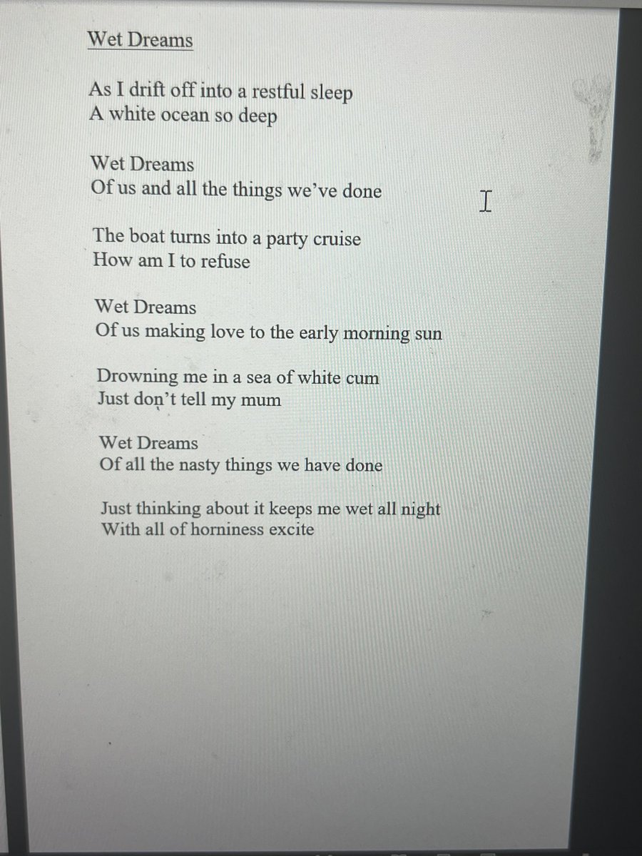 ToneyWriting's tweet photo. Wet dreams by Austin Toney. From upcoming 100 page nsfw poetry book releasing this Friday.
Called Tender Passions! #gay #gaypotery #potery #poterywriter #gayboy #gayguy #gayreading #gaywriting #gaynsfw https://t.co/WewG2CfyX6