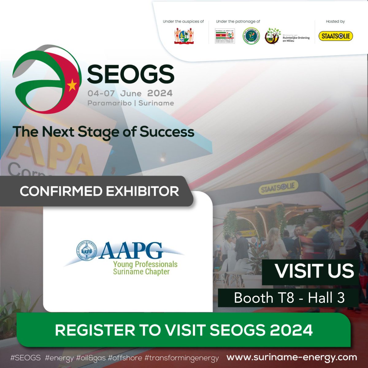 AAPG LACR is proud to have representation at the Suriname Oil, Gas and Energy Summit #SEOGS in Paramaribo this week.

LACR leaders Xavier Moonan and Sunaina Mohan will moderate panels, and the AAPG Suriname YP Chapter will have a booth. 

Learn more at suriname-energy.com.