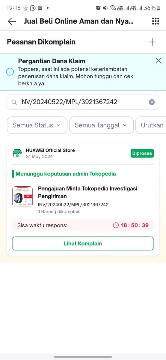 mohamad_andy's tweet photo. @GrabID @tokopedia @TokopediaCare Respon sudah saya lakukan, saya sudah cek berkali2  baik dari aplikasi maupun website. Tidak ada tombol untuk merespon tersebut kecuali diskusi. Terlihat juga bahwa prosesnya adalah menunggu keputusan admin tokopedia @TokopediaCare https://t.co/u6NRD2fMVg