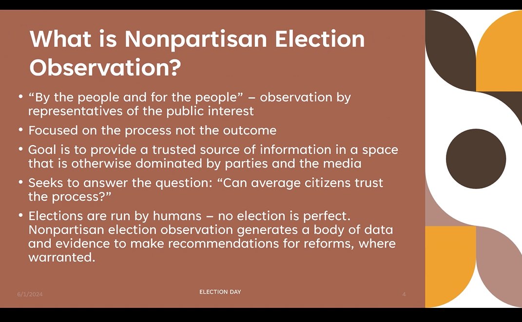 jmangan's tweet photo. Update 1 - Montana Election Observation Initiative - we successfully launched the MEOI Pilot in Missoula County, designed to test our process & tools in both pre-election processes, election day voting, and post election activity #MEOI @CarterCenter https://t.co/SoMNjQaP00