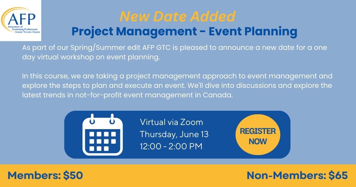 afptoronto's tweet photo. We are thrilled to announce that we have added a third date for our Project Management - Event Planning workshop! 

After the first two sessions sold out, we wanted to provide one more opportunity for you to get a spot.

Secure your spot: https://t.co/zDs7aw0sFi https://t.co/sgf1dyaCIa