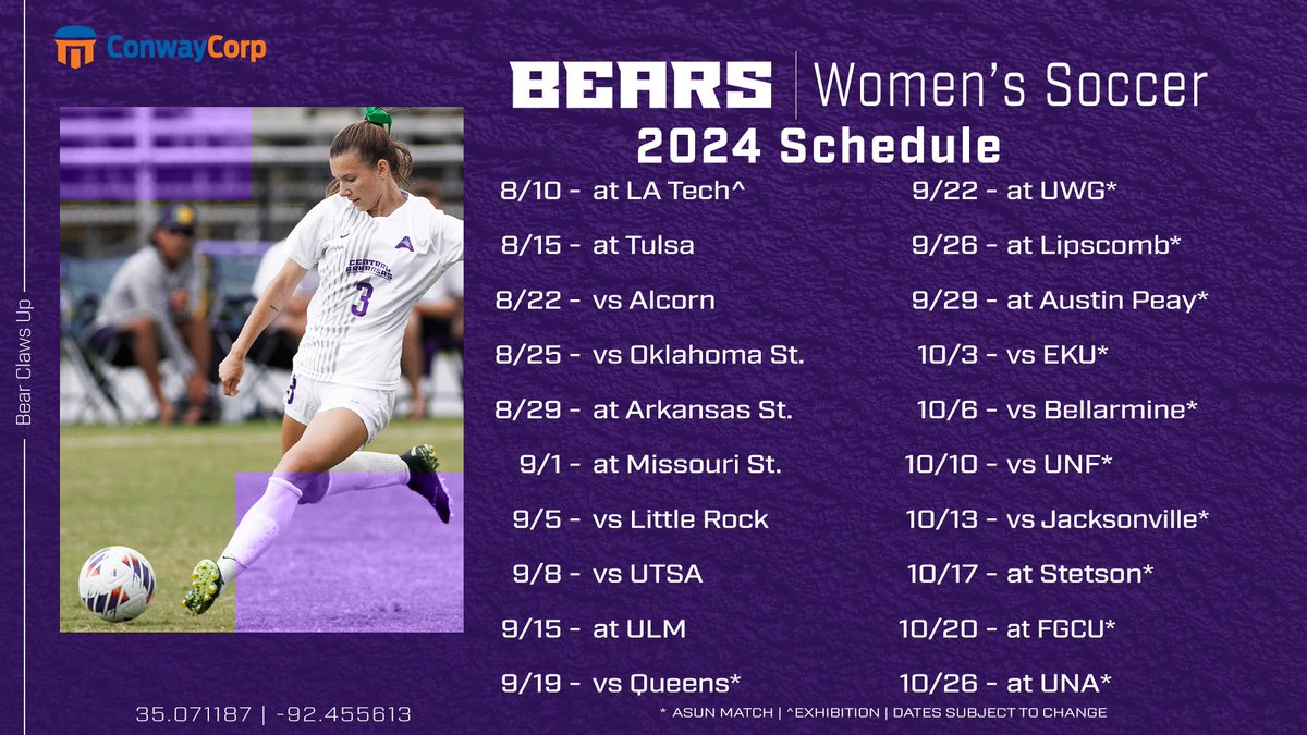 The countdown begins! Our 2024 schedule is full of quality opponents, plenty of home games, and we can't wait to get back on the pitch!

📰- tinyurl.com/4dp5zw6t

#BearClawsUp