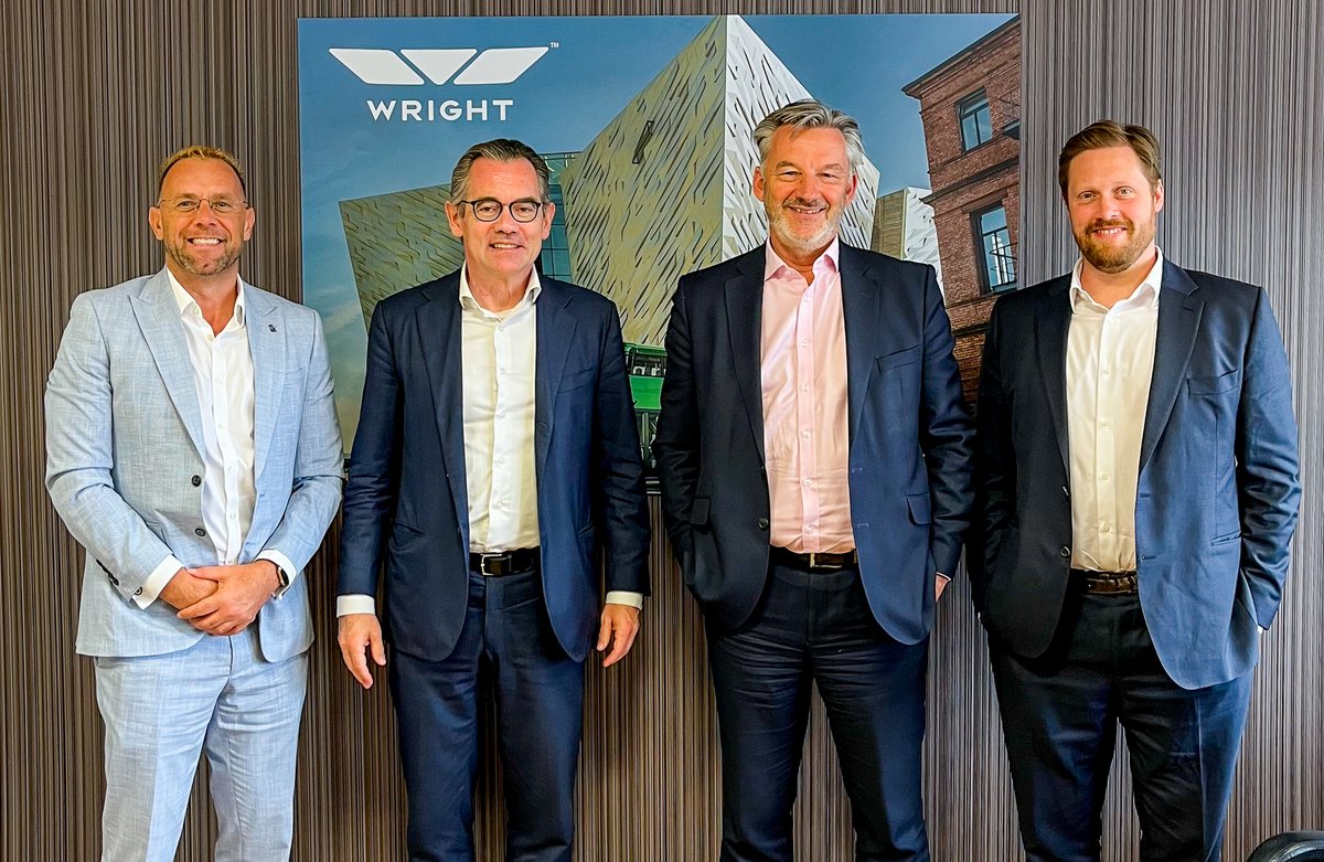 Wright_bus's tweet photo. It was a pleasure to welcome @MikeHawesSMMT, @WillReeves71 and Owain Mortimer from @SMMT to @Wright_bus today where they met with Wrightbus CEO Jean-Marc Gales and Engineering Director Dr Robert Best
#Wrightbus #DrivingAGreenerFuture #SMMT #PublicTransport https://t.co/tzezZ13UGd
