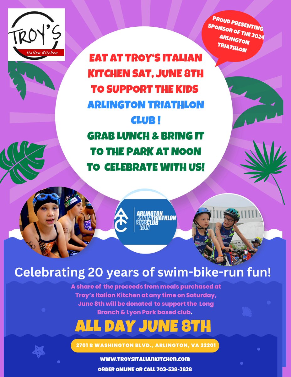 Join us this Saturday (June 8th) to support the Arlington Triathlon Club!