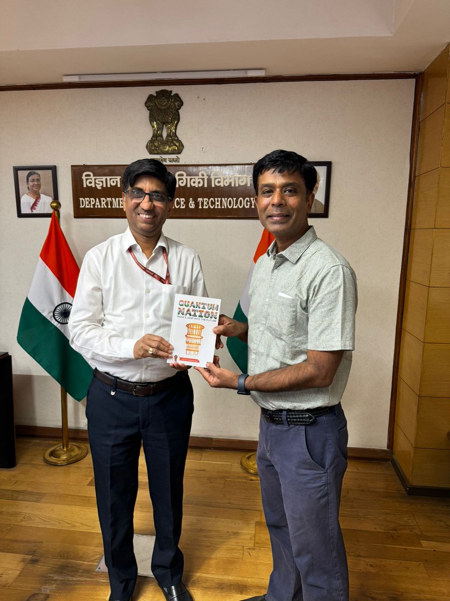 karandi65's tweet photo. Dr  L. Venkata Subramaniam, Head of @IBM Quantum India presented me his book "Quantum Nation: India's Leap into the Future". 

In this book, he has captured the details of India’s quantum initiatives, along with information about the scientists and entrepreneurs involved. It is an excellent articulation of the vision and the work being done in quantum computing in India.