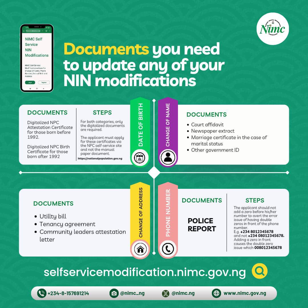 moore_ojo's tweet image. Update your NIN with ease via @nimc_ng's #SelfServiceModification! 
Just visit, selfservicemodification.nimc.gov.ng and share your success story, thanks to our amiable DG/CEO of @nimc_ng, @EngrAbisoye's innovative leadership! 
#NIMC2024