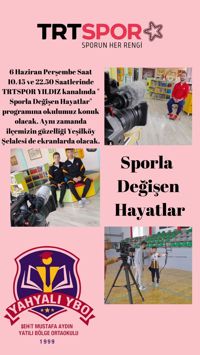 Yarın saat 10.45 ve 22.50'de TRTSPOR YILDIZ kanalındayız. İzleyiniz lütfen😊 <a href="/tcyahyali/">Yahyalı Kaymakamlığı</a> <a href="/Mehmetkayamia/">Mehmet KAYA</a> <a href="/yahyalibelediye/">Yahyalı Belediyesi</a> <a href="/YAHYALIMEM/">YAHYALI MEM</a> <a href="/kayserimem/">Kayseri İl Millî Eğitim Müdürlüğü</a> <a href="/kayserivaliligi/">T.C.Kayseri Valiliği</a> <a href="/gokmen_cicek_/">Gökmen Çiçek</a>