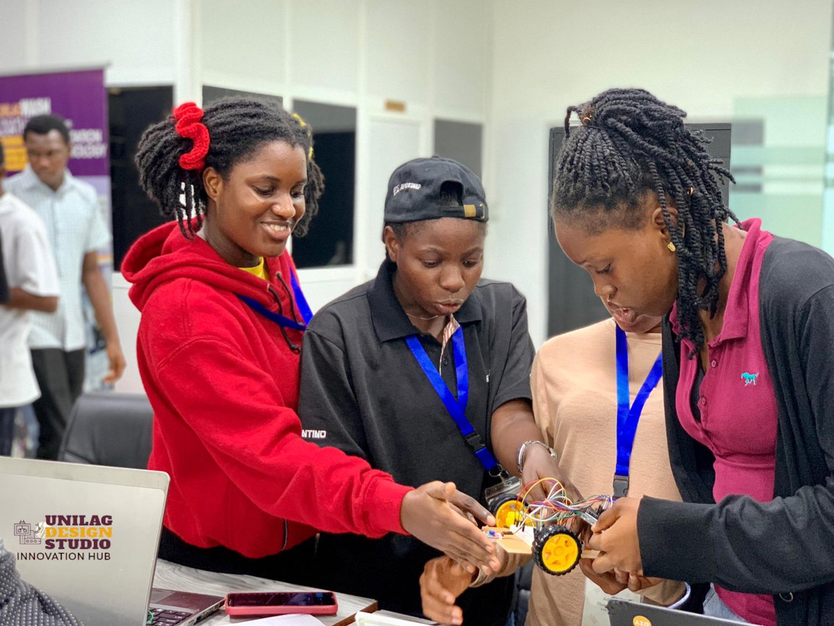 Unilag_Design's tweet photo. 🚀 Week 2 of #LadiesInTech was a hit! 🌟 Our participants dived into ultrasonic sensors, IR sensors, servo motors, and gear motors, culminating in building an Autonomous Vehicle with IR sensors and gear motors. Innovation in action! 💡 #UnilagDS #TechInnovation https://t.co/ELG3MbFZxo