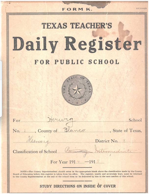 Jon__Boettcher's tweet photo. I have an old Texas country school grade book 1914. would like to get it to someone who may know the names in it.  County of Blanco @TracesofTexas https://t.co/vPg53PFw6Z