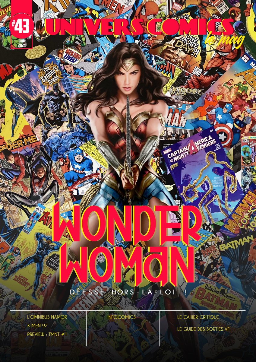 UniversComics Le Mag' 43 / Juin 2024. 84 pages. Gratuit. 
Liens de téléchargement : universcomics.blogspot.com/2024/06/univer…
#Lire en ligne : madmagz.com/fr/magazine/21…
Merci à tous pour vos RT ! 
Mag' gratuit, mensuel, pour vous ! 
#dc #dccomics #wonderwoman #superheros #comics #comicbooks #livre