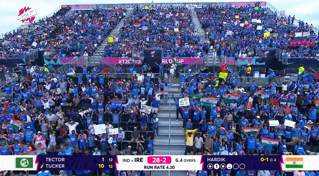 sai_whispers's tweet photo. It's great to see the stands packed on a weekday!
It's wonderful to witness #American fans enjoying live cricket again after a long time !
#T20IWorldCup2024 #INDvsIRE #CricketinUS https://t.co/xjloTdCB6t