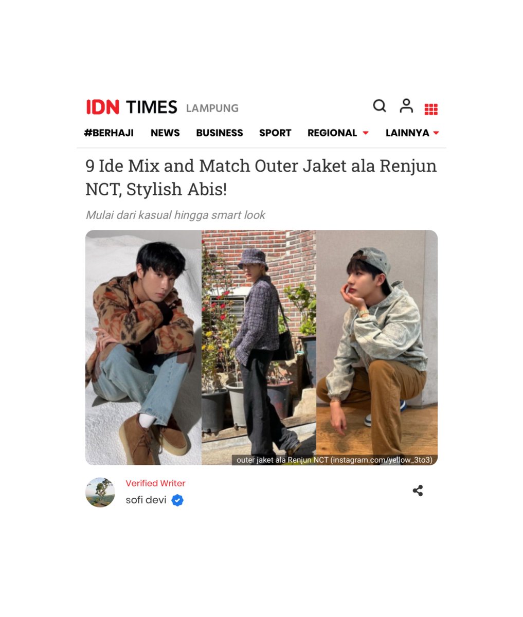HRJRECORD's tweet photo. 240605 #黄仁俊featured 

RENJUN was featured in an article by IDN Times Lampung (Lampung Province of Indonesia News Platform) for his sense of style and fashion.

“9 Ideas Mix and Match Outer Jacket Inspiration by NCT RENJUN, Very Stylish!”

🔗 https://t.co/PNRzK7vlYV

#RENJUN #仁俊 
#ロンジュン
#NCT런쥔 #런쥔