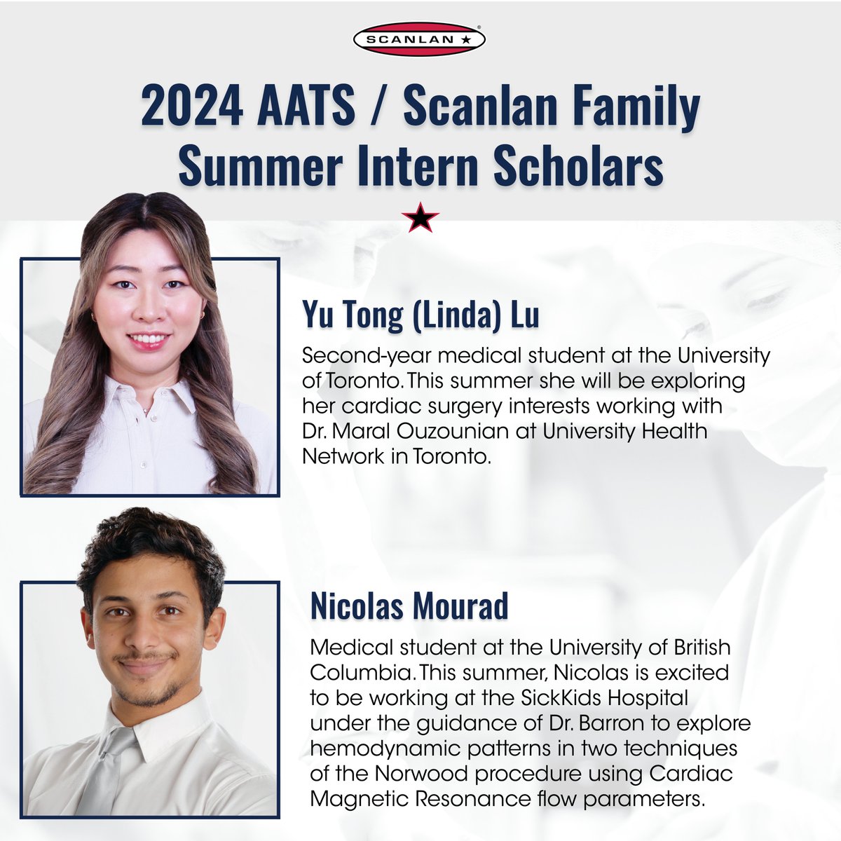 ScanlanInc's tweet image. Congratulations to the 2024 AATS Foundation Scanlan Family Summer Intern Scholars - Yu Tong Lu &amp;amp; Nicolas Mourad @AATSHQ 
scanlaninternational.com/about-us/givin…