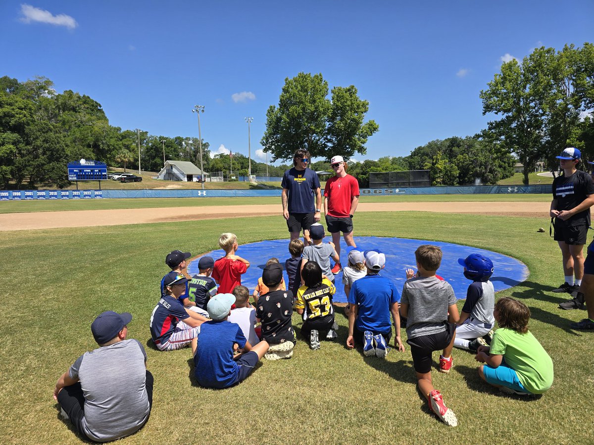 Always awesome when our Alumni <a href="/collinpriest13/">Collin Priest</a>  and <a href="/joshhair10/">josh hair</a> come to give back to the little guys at our  <a href="/AthleticsMdca/">mdca_athletics</a> Youth baseball camp. Quick Q&amp;A before HR Derby. <a href="/umichbaseball/">Michigan Baseball</a> <a href="/NewberryBSB/">Newberry College Baseball</a> <a href="/CoachSanders9/">Coach Sanders</a> #LeesburgLightning <a href="/floridaleague/">Florida League</a>
