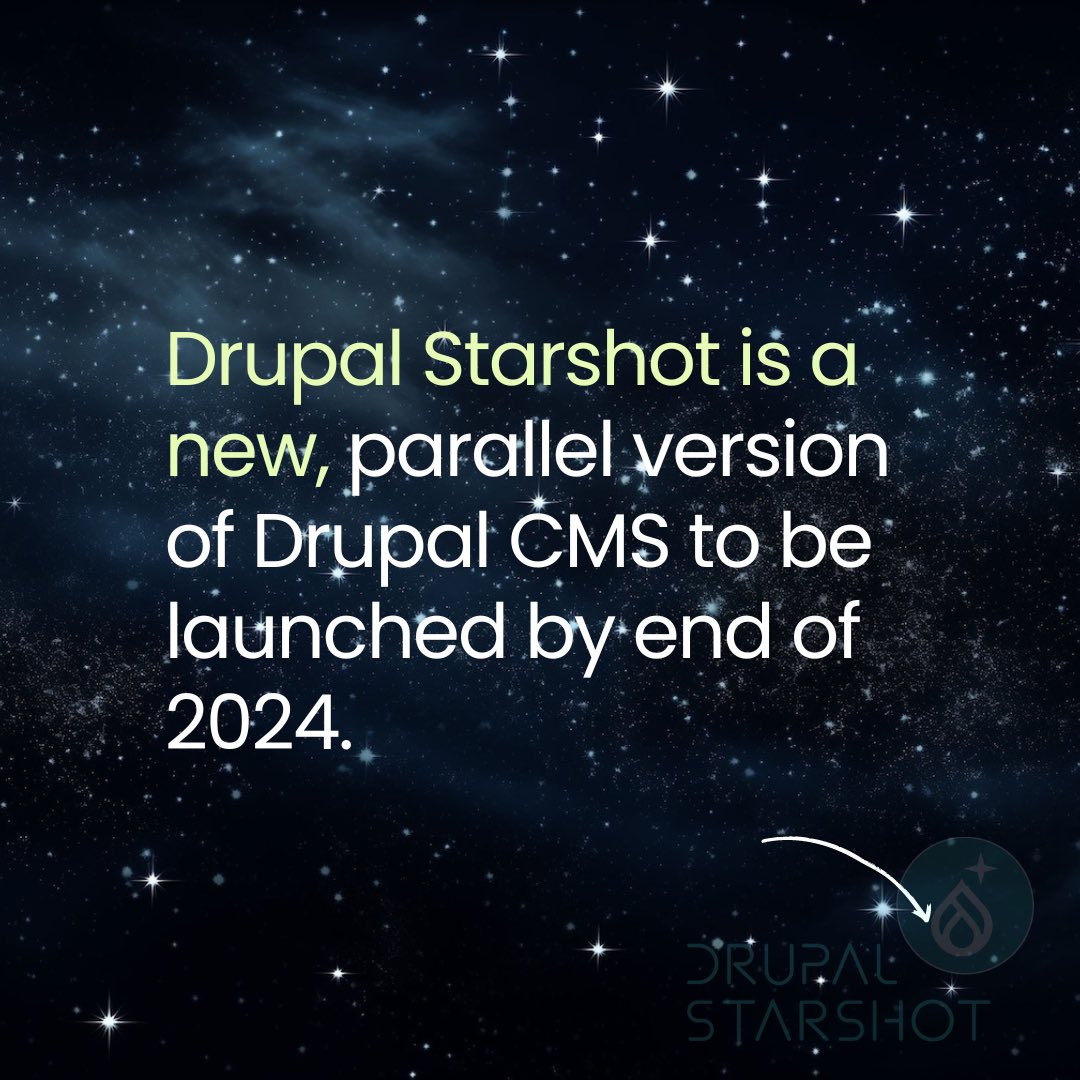 drupalassoc's tweet image. Curious about the #DrupalStarshot initiative? 🌟
Learn more about Drupal Starshot & get involved now at drupal.org/starshot 💫
#Drupal #opensource (1/3)