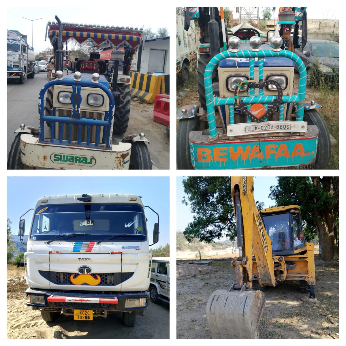 In a crackdown on illegal mining, Jammu Police detained four vehicles in the rural zone. The vehicles included two tractor trolleys, a dumper, and a JCB. The District Mining Officer was informed for necessary legal actions.