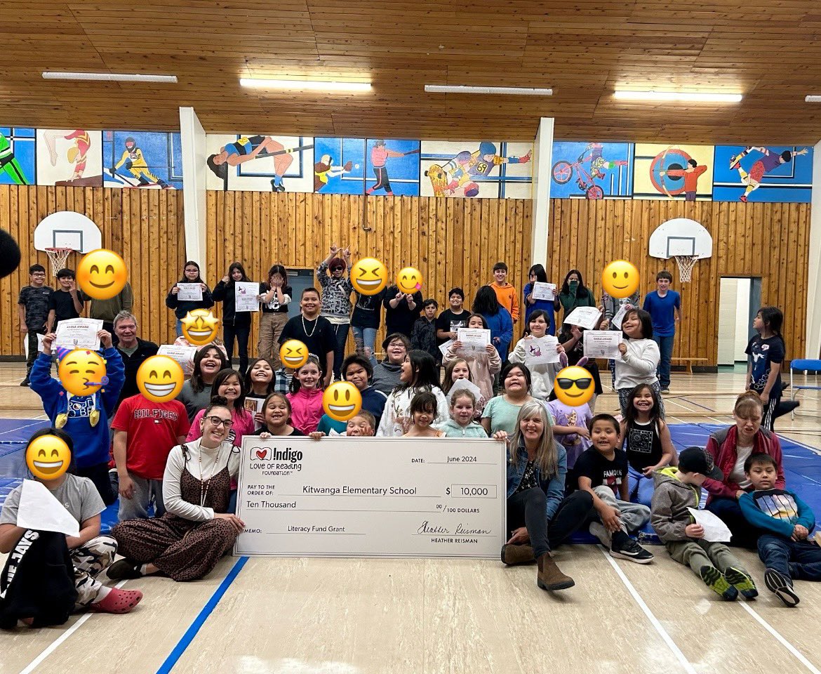 MissNameth's tweet photo. Everyone was SO EXCITED to find out that we are a recipient of the 2024 @IndigoLOR Grant! $10,000 to put towards making our library more inclusive and culturally relevant for our learners! We will also be able to host community literacy events next year! #indigoloveofreading 🥳📚 https://t.co/SSMtccP53V