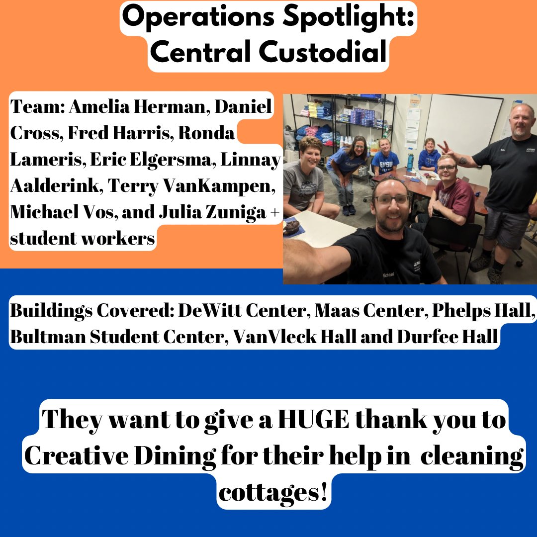HopeOperations's tweet photo. This week we are spotlighting the Central custodial team! They would like to send a huge thank you to the folks at @DineAtHope for their tremendous help in cleaning cottages, which made that job much easier https://t.co/ySmO3VOKDf