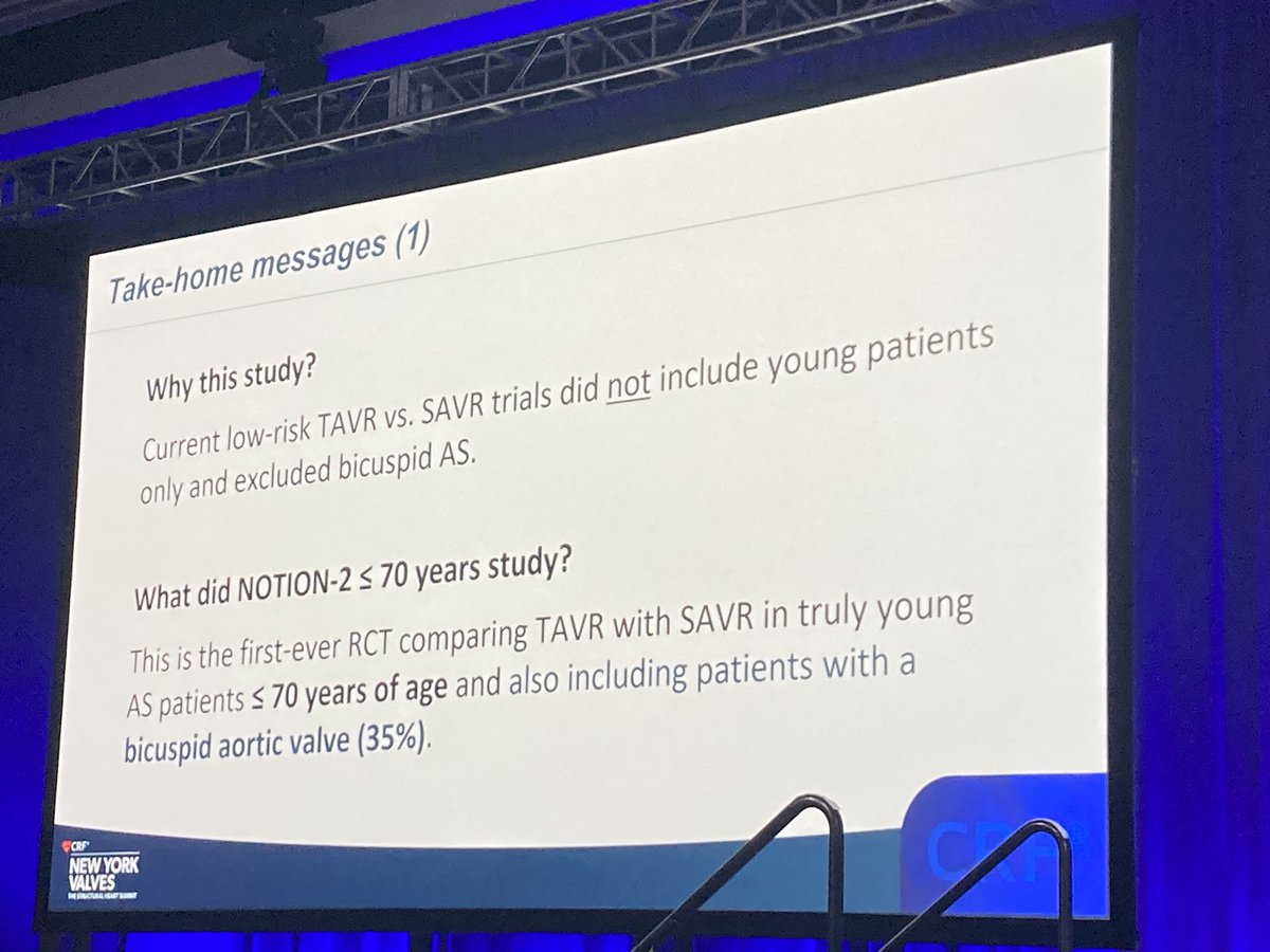 Sticchi_Alex's tweet photo. Amazing presentation from Ole De Backer @Rigshospitalet on the #subanalysis of the #NOTION2 trial: #TAVS vs #SAVR in pts <=70 yo.
Some interesting points in the discussion about the sample size and the FU length!
#NYValves2024
@djc795 @MayraGuerreroMD @tavrkapadia @ShariqShamimMD https://t.co/6lkU6PpPDo