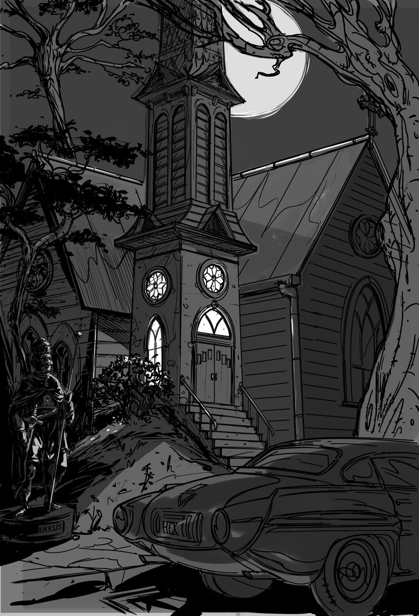 SpiritusComics's tweet photo. A little more inking progress this morning. Still finding my way around the brushes I want to use. #HEXcomic #indiecomics #comicsgate #Catholicart #inking #CatholicTwitter #HEX #comicart #comicbooks https://t.co/hnBbUpvdfp