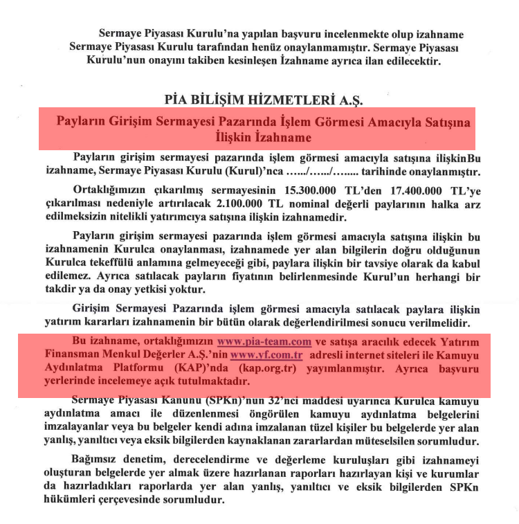 Gercek_Borsaci's tweet photo. #PIABL 🚨 PİA BİLİŞİM HİZMETLERİ A.Ş. halka açılıyor 👇
2.100.000 adet hisse,
Sabit fiyatla talep toplanarak nitelikli yatırımcılara payların satışı borsada yapılacaktır,
Dağıtılacak paylara konsorsiyum liderinin önerileri de dikkate alınarak ihraççı tarafından karar verilecektir,
Tahsisat grubu yoktur,
Yatırım Finansman aracılığıyla satış gerçekleşecektir,
* Girişim Sermayesi Pazarı'nda işlem görecektir.
#borsa #halkaarz #bist100