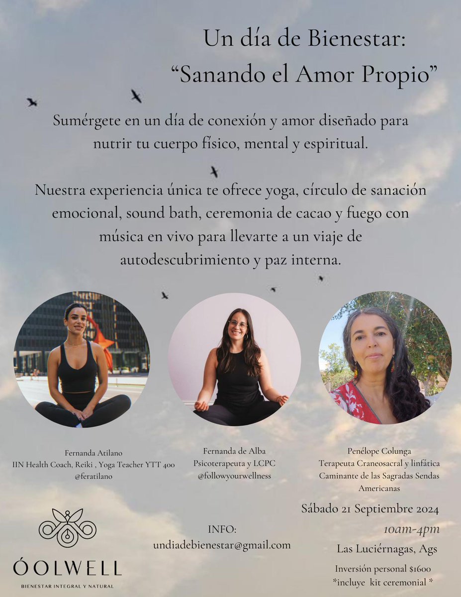 HolaAGS's tweet photo. Nutre tu cuerpo físico, mental y espiritual con una experiencia única en un lugar rodeado de paz &amp; naturaleza 
📷 Sábado 21 de Septiembre 2024
📷 10:00 am - 4:00 pm
📷 Informes: undiadebienestar@gmail.com https://t.co/rab3OovOQy
