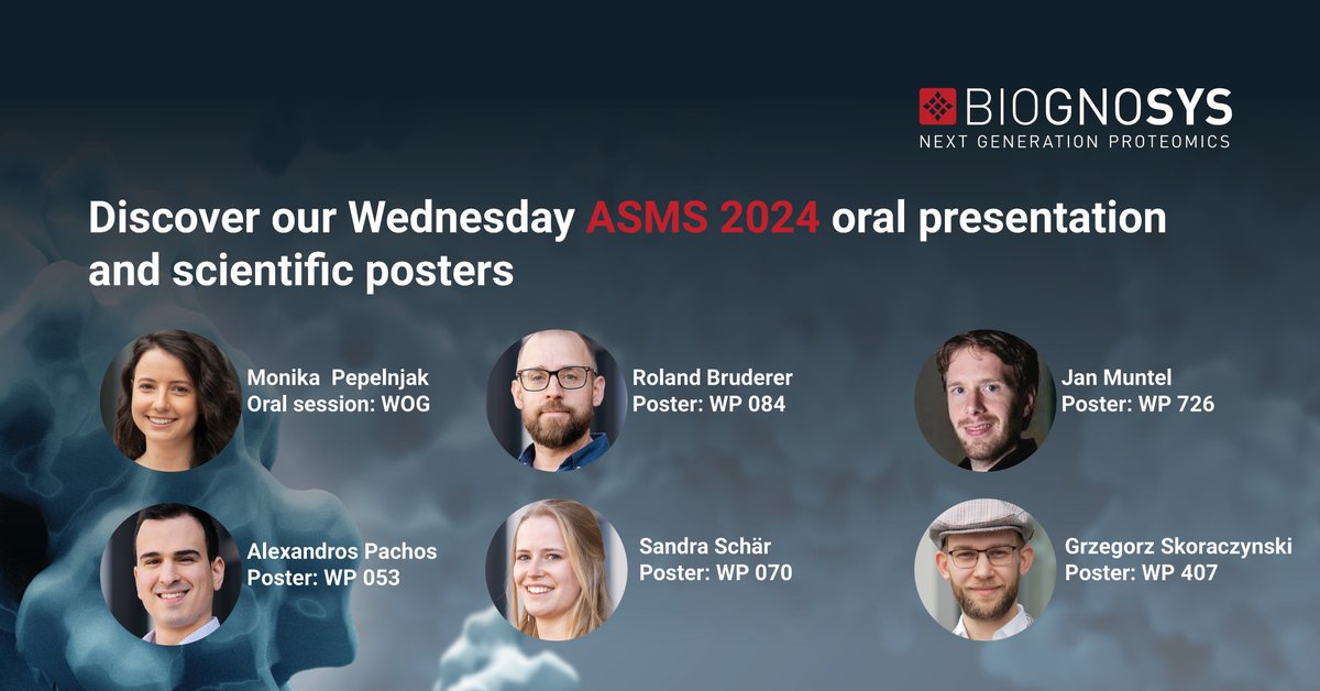 biognosys's tweet photo. It's day 3 at #ASMS2024 and today we have a total of 6 oral presentations and scientific posters! 👀👉 The topics today cover a wide range of #proteomics research, including #Spectronaut, AI, and our #TrueDiscovery P2 #Plasma Enrichment System. Learn more: https://t.co/1XekjZ4CUA https://t.co/Zkg3qj4YZM