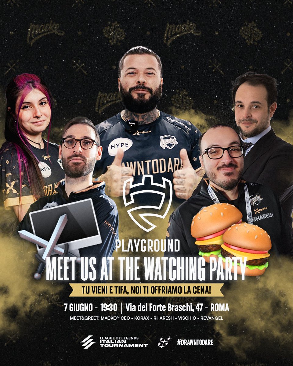 🎬 WATCH PARTY

Ti aspettiamo per passare una serata all’insegna dell’esport!

📅 Venerdì 7 Giugno - 19:30
📌Playground - Via del Forte Braschi, 47 - ROMA

◾ 19:30  | Meet and Greet con lo staff Macko Esports
◾ 20:30 | Watch Party <a href="/lit_official_it/">LIT</a>  Match contro gli