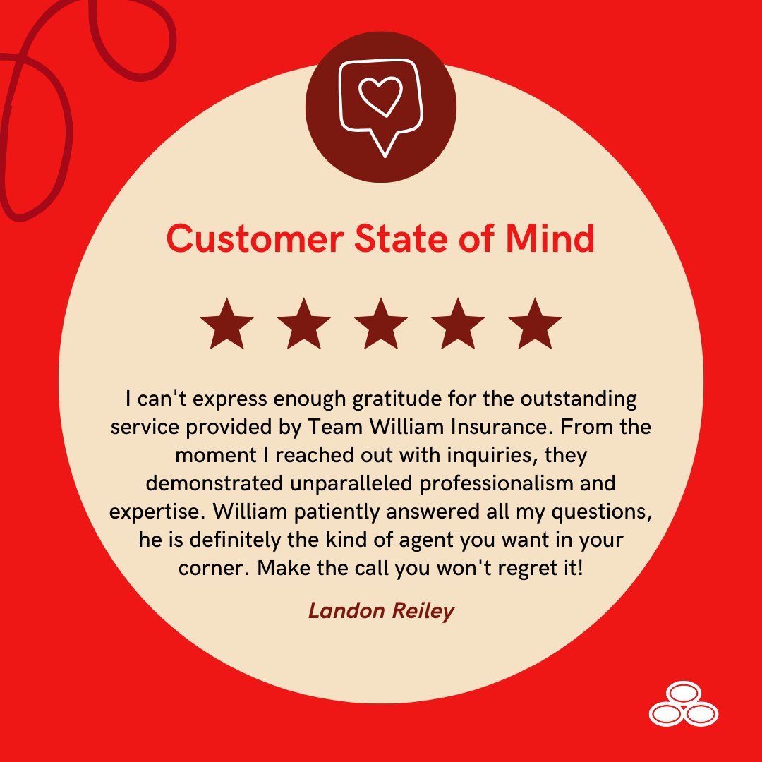 TeamWilliamSF's tweet photo. Thank you Landon! We really appreciate you sharing your experience. It’s our honor to serve you and your insurance needs.
William and Brooke, Team William State Farm

#customerstateofmind #TeamWilliamSF #CentralTexas #DSTX #WilliamLunaStateFarm #AgentStateFarm #ProtectWhatYouLove https://t.co/wIHeKXVVbc