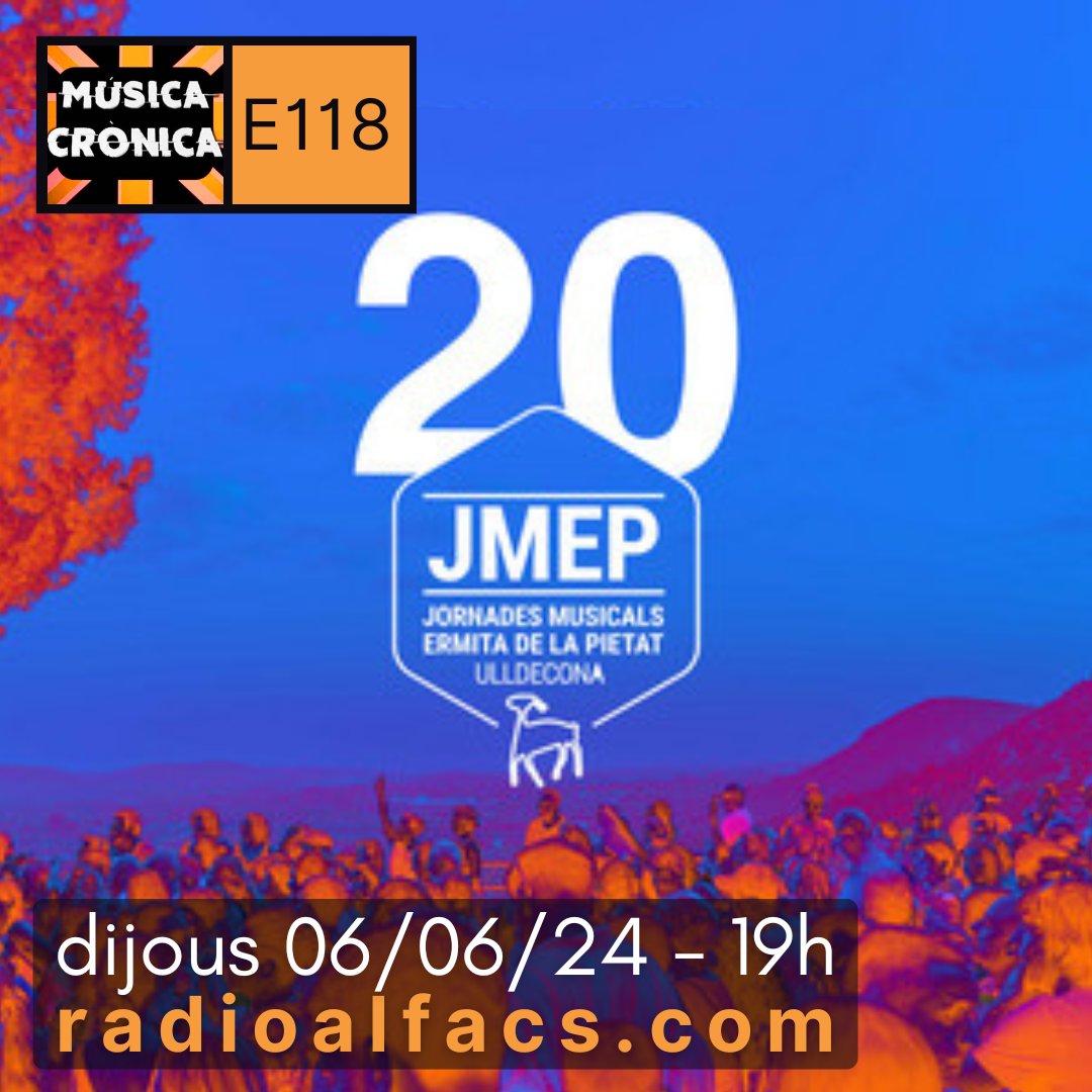 davidmonserrat_'s tweet photo. Aquest #dijous 06/06/24 a les 19h programa especial de #radio @musicacronica de @radioalfacs dedicat a les 20es #jornadesmusicalsdelermitadelapietat d'#Ulldecona 🙌 T'espero micro en mà a 'https://t.co/BPc8iJxpLm' 👌📢 #musicacronica #radialfacs #jmep https://t.co/osGr7GW8NO