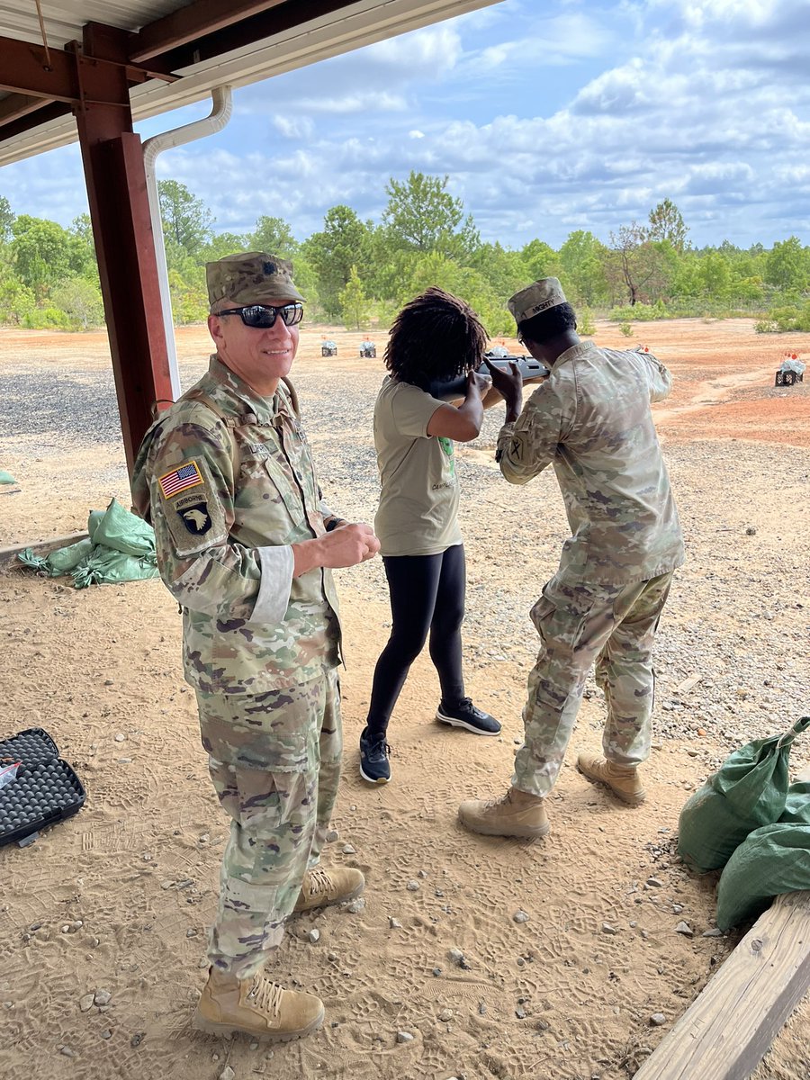RSmalls0105's tweet photo. Zip lines and air riffles. Ms. Barnett bravely conquered zip lining. Meanwhile, Dr. Mitchell and I chose the ground work. #JCLC #CampCarolina #FtJackson https://t.co/22ggaJtsHW