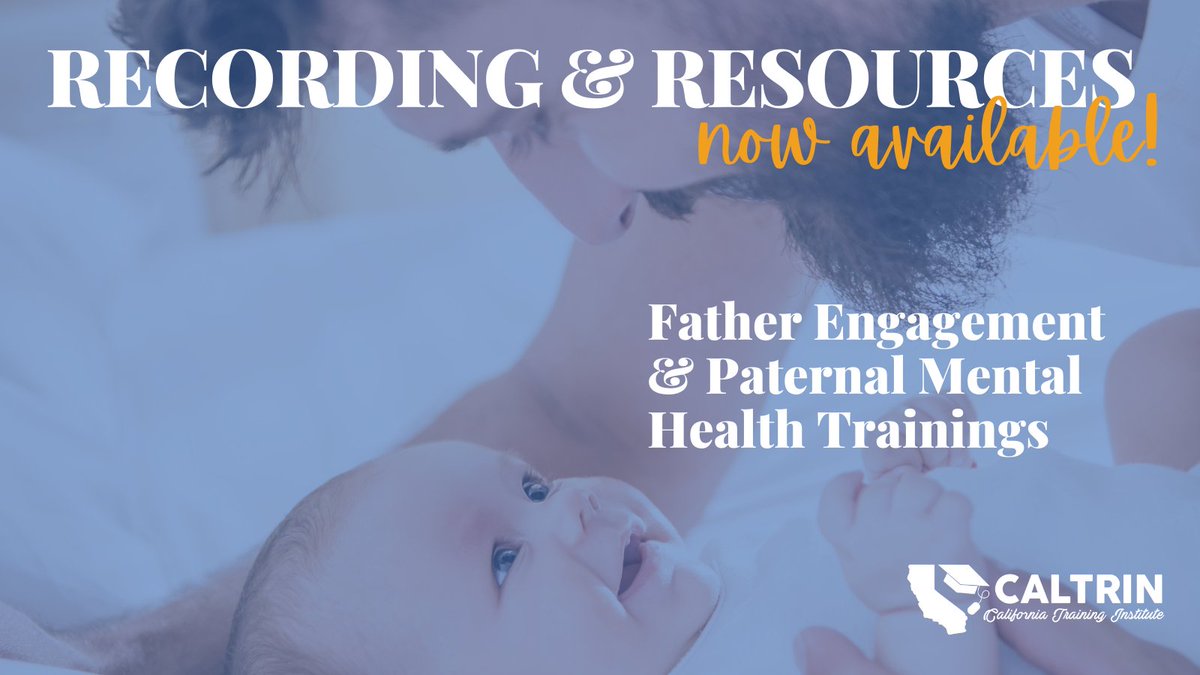 cal_trin's tweet photo. #WednesdayRewind ⏪ Fathers & father figures play an important role in their child’s overall well-being. Access recordings + materials from prior CalTrin trainings related to #father engagement & paternal #mentalhealth. >> https://t.co/mgWMeqO1V1
✨ Paternal Perinatal Mental Health: The Changing Face of New Fatherhood
✨ The Art and Science of Father Engagement Programming
✨ “How About Dad?”: Father Engagement Basics
#childabuseprevention #childwelfare #parenting