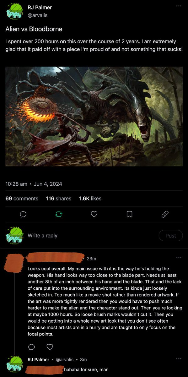 arvalis's tweet image. Overly wordy hater "critique" on a popular art piece, Cara really is the dream successor to DeviantArt 🥹