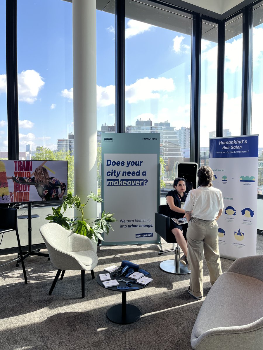 humankindcity's tweet photo. @UrbanFutureConf is here and we are so excited. We can finally reveal what we had been cooking for this edition of Urban Future: 

Does your city need a makeover? We got you, welcome to Humankind’s Hair Salon!

Here are a few photos from today, will we see you tomorrow?

#UF24 https://t.co/z6iRuBRmxS