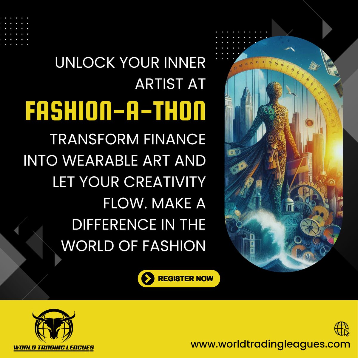 WTL_Leagues's tweet photo. Transforming finance into wearable art at Fashion-A-Thon with World Trading Leagues! ๐๐
Visit: https://t.co/NATpWjnt7y
#UnlockYourInnerArtist #FashionAThon #TransformFinance #WearableArt #CreativeFashion #FashionWorld #WorldTradingLeagues #ArtisticInfluence https://t.co/HF2QvrH7vR