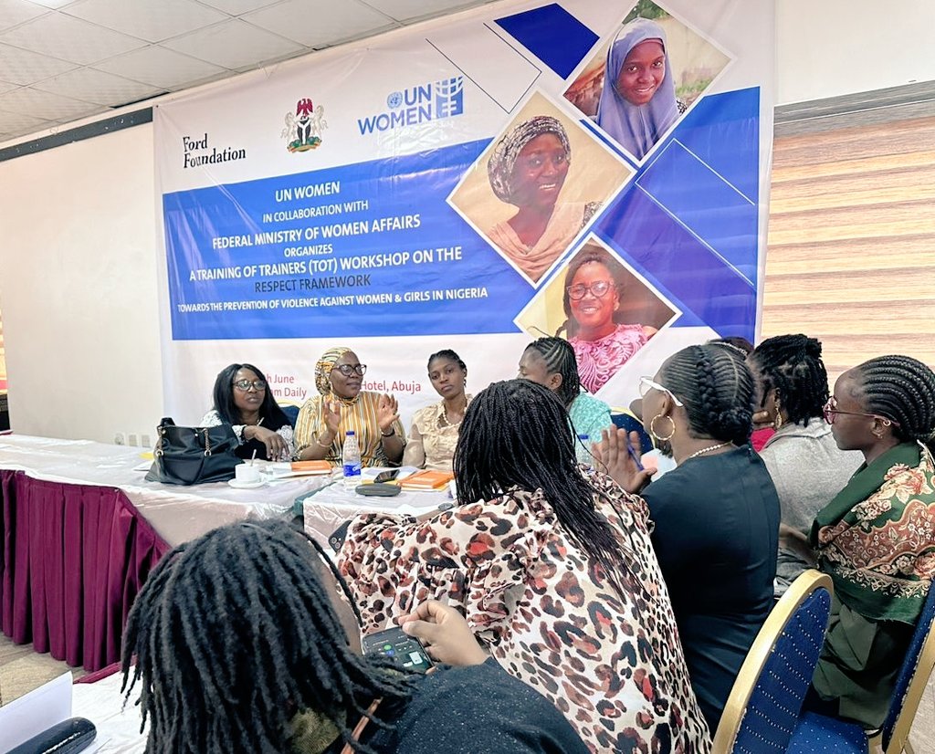 UN Women Nigeria (@unwomenng) on Twitter photo To advance policy action against #GBV in Nigeria, <a href="/unwomenNG/">UN Women Nigeria</a> <a href="/FMWA_ng/">Federal Ministry of Women Affairs Nigeria</a> with the support of <a href="/FordFoundation/">Ford Foundation</a> organised a 5-day Training of Trainers on RESPECT Framework - an action-oriented programme for policy makers on prevention of #GBV, with the plans to cascade to communities To advance policy action against #GBV in Nigeria, <a href="/unwomenNG/">UN Women Nigeria</a> <a href="/FMWA_ng/">Federal Ministry of Women Affairs Nigeria</a> with the support of <a href="/FordFoundation/">Ford Foundation</a> organised a 5-day Training of Trainers on RESPECT Framework - an action-oriented programme for policy makers on prevention of #GBV, with the plans to cascade to communities