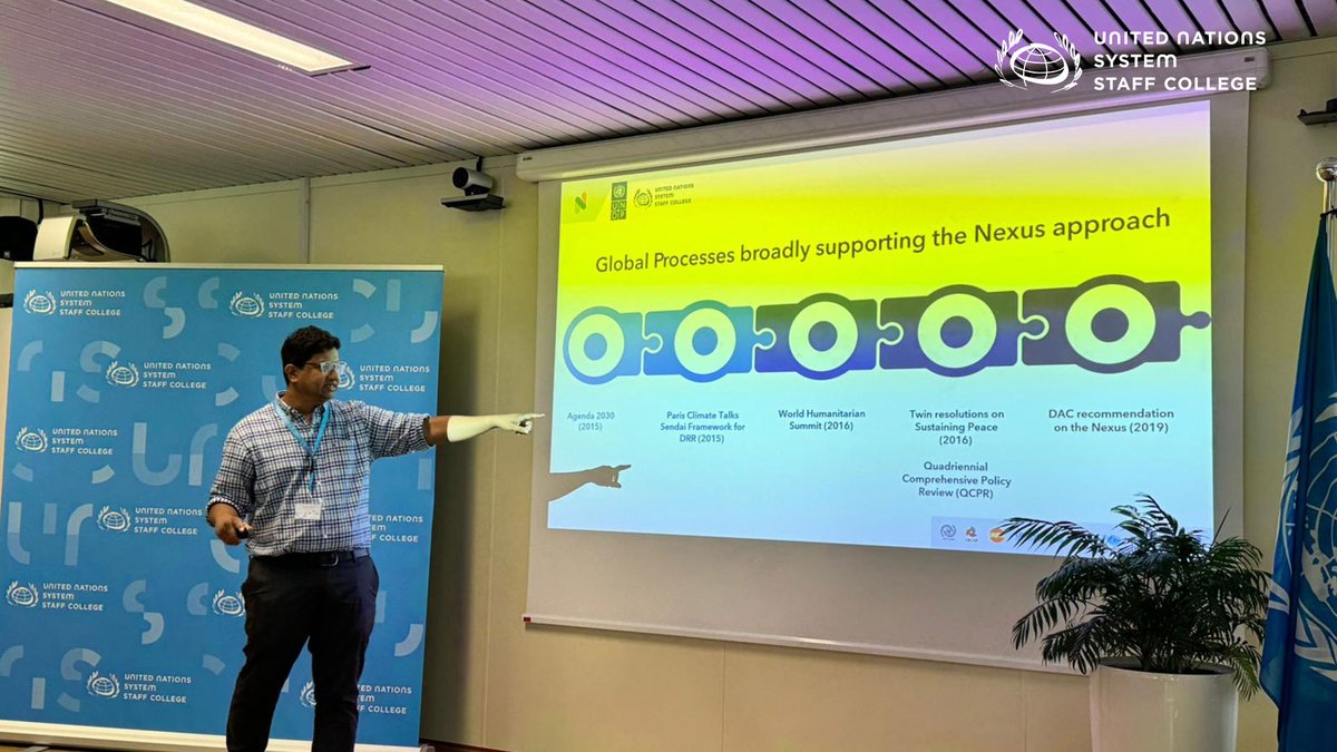 UNSSC's tweet photo. Excited to kick off the Nexus Academy Training of Trainers with @UNDP and @UNSSC! Ready to mainstream the Humanitarian-Development-Peace Nexus and empower future facilitators. 

#NexusAcademy #TrainingOfTrainers #Partnership" https://t.co/4swIZKJcHl