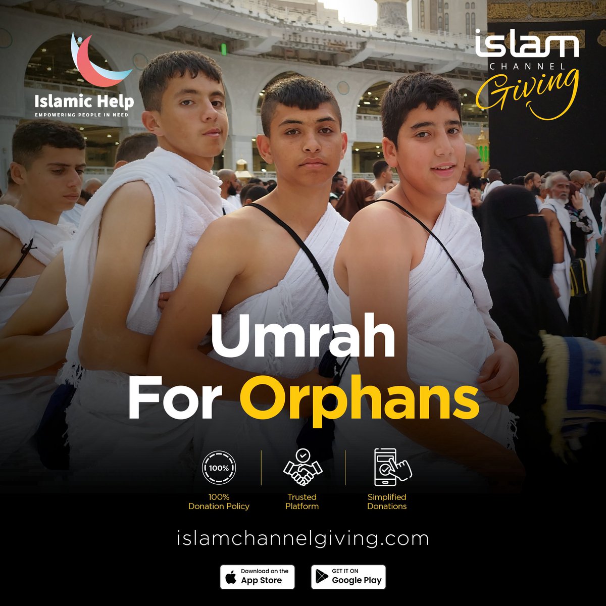 icgiving's tweet image. Donate with Islamic Help tonight from 8.30pm and gift an orphan the journey of a lifetime by sponsoring Umrah. 
 
For a range of causes, donate via Islam Channel Giving | islamchannelgiving.com
 
#charity #islamichelp #umrah | @IslamicHelp