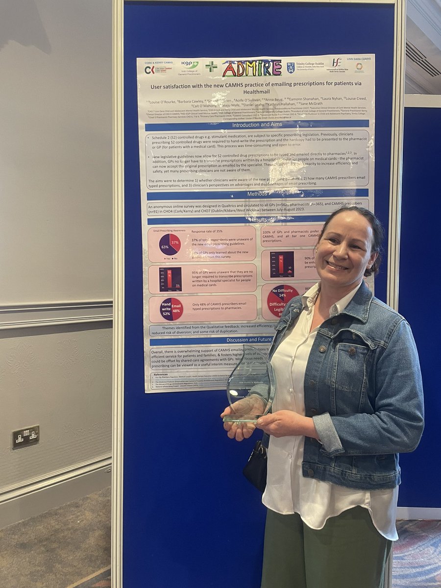 Congratulations to Barbara Cawley, RANP ADHD in <a href="/LinnDara/">Linn Dara CAMHS (Child & Adolescent Mental Health)</a> 🎉 

Poster winner at today’s conference 🏆<a href="/HSECHO7/">HSE Dublin South, Kildare & West Wicklow</a> @DMHospitalGroup 

#HSEDubMidlandsNursingMidwifery2024