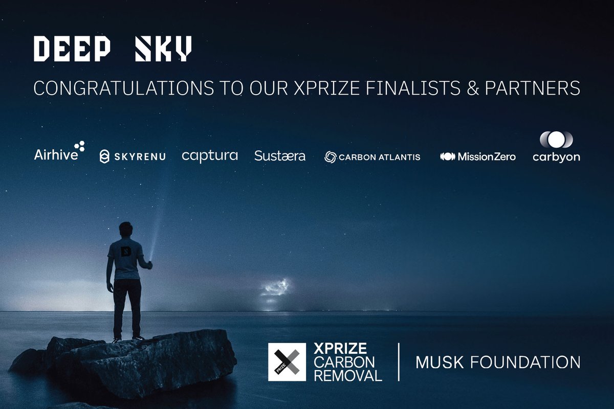 DeepSkyCorp's tweet photo. More than half of the tech at Deep Sky Labs is made up of @xprize Carbon Removal Top 100 finalists. @Airhive2050 @carbon_atlantis @capturaCO2 @carbyon @MissionZeroTech @SkyrenuTech @sustaera - we're honored to work with you to slow #climatechange. https://t.co/y2XoYnEid4 https://t.co/XtvS2mvcTF