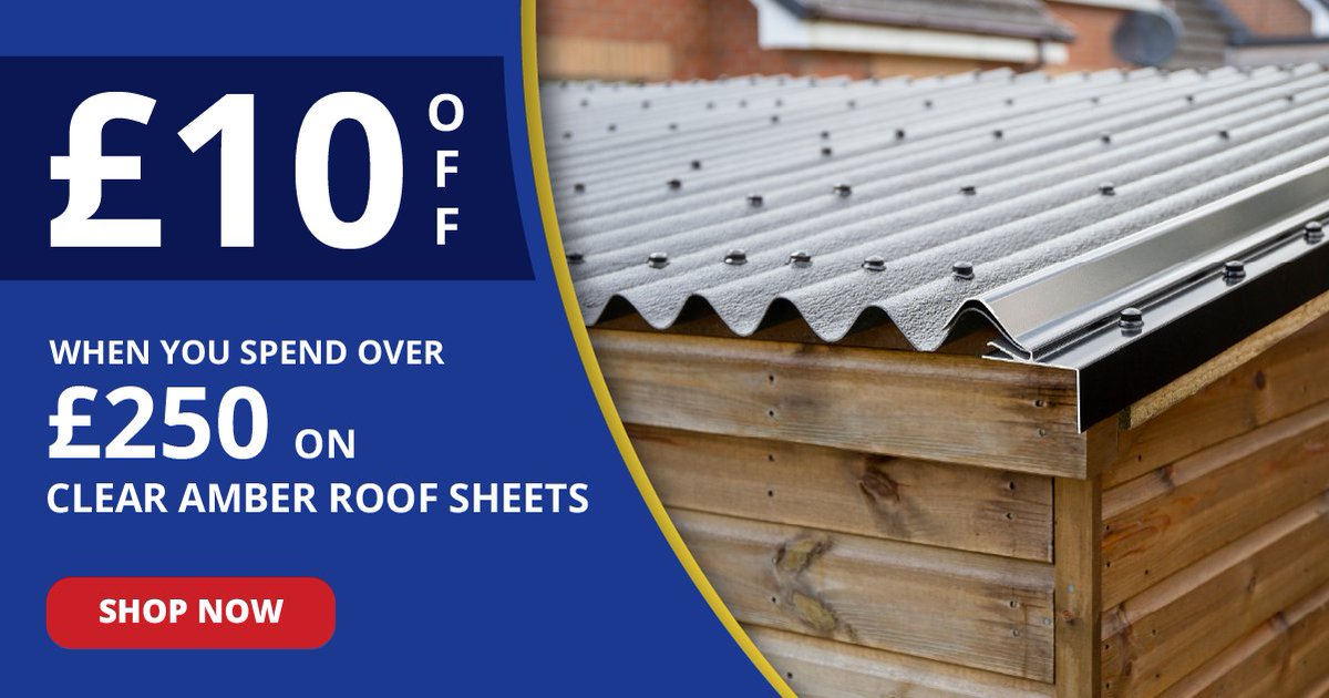 buildmaterials's tweet photo. Level up your roofing game 🏠

Get £10 off when you spend £250 on Clear Amber roof sheets!

Quality savings for your next project. Shop now >>
https://t.co/JrbBidrGMv

#RoofingDeal #Savings #BuildingMaterials #ClearAmber https://t.co/xNUyIeV7Qz